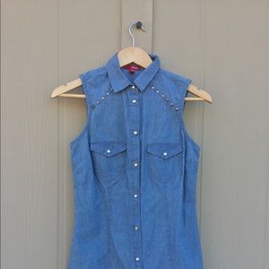 Bongo Denim Blue Top Pearl Snaps Studs